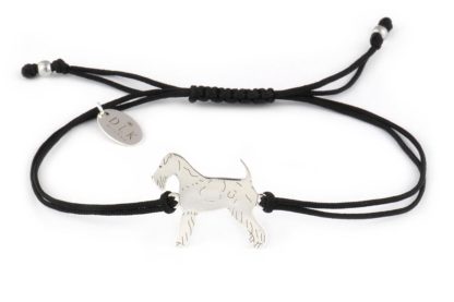 Bracelet with fox terrier silver on a black string