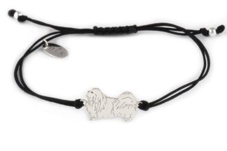 Bracelet with pekingese silver on a black string