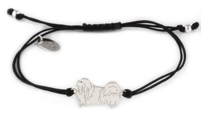 Bracelet with pekingese silver on a black string