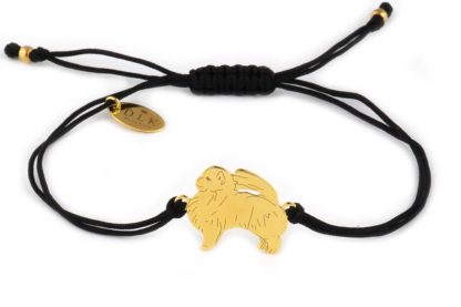 Bracelet with pomeranian golden on a black string