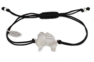 Bracelet with pomeranian silver on a black string