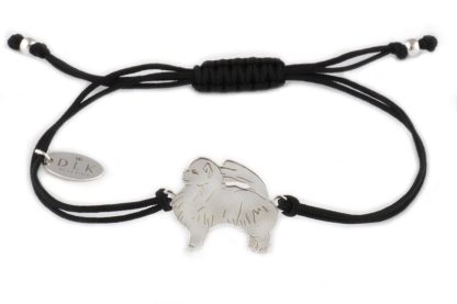 Bracelet with pomeranian silver on a black string