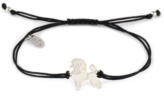 Bracelet with poodle silver on a black string