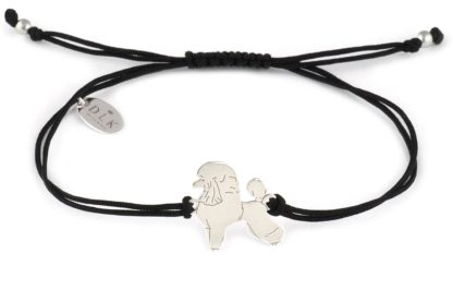 Bracelet with poodle silver on a black string