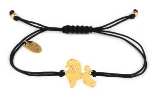 Bracelet with poodle golden on a black string