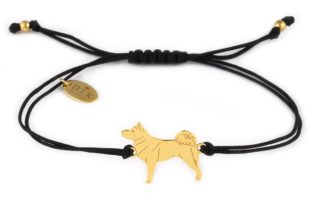 Bracelet with akita golden on a black string