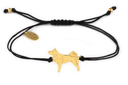 Bracelet with akita golden on a black string