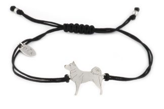 Bracelet with akita silver on a black string