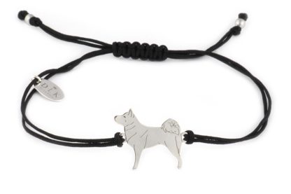 Bracelet with akita silver on a black string