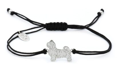 Bracelet with shih tzu silver on a black string