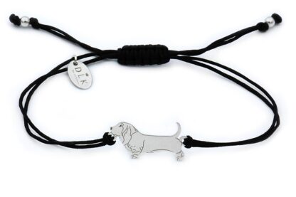 Bracelet with basset silver on a black string