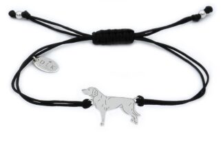 Bracelet with Polish hunting dog silver on a black string