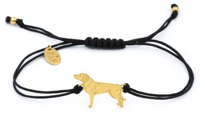 Bracelet with a Polish hunting dog golden on a black string