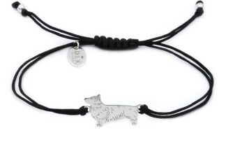 Bracelet with corgi silver on a black string