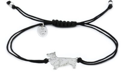 Bracelet with corgi silver on a black string