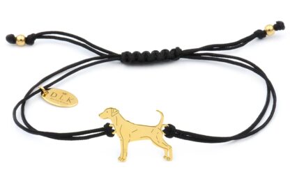 Bracelet with doberman golden on a black string
