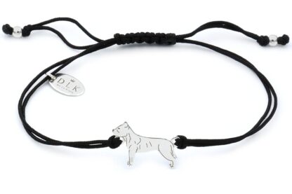 Bracelet with pitbull silver on a black string