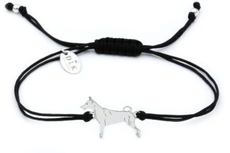 Bracelet with pinscher silver on a black string