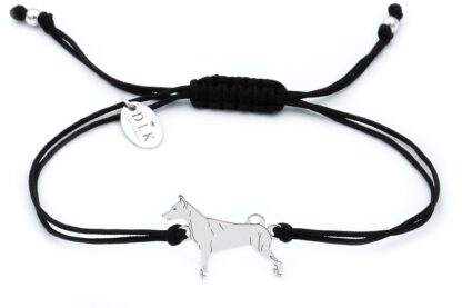 Bracelet with pinscher silver on a black string