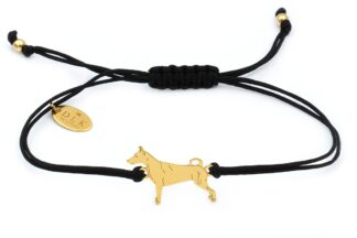 Bracelet with pinscher gold on a black string
