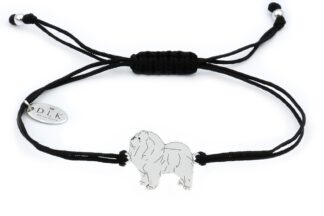 Bracelet with chow chow silver on a black string