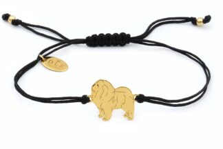 Bracelet with chow chow golden on a black string