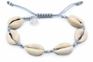 Bracelet with Kauri shells on a gray string