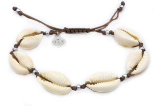Bracelet with Kauri shells on a brown string