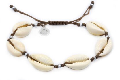 Bracelet with Kauri shells on a brown string